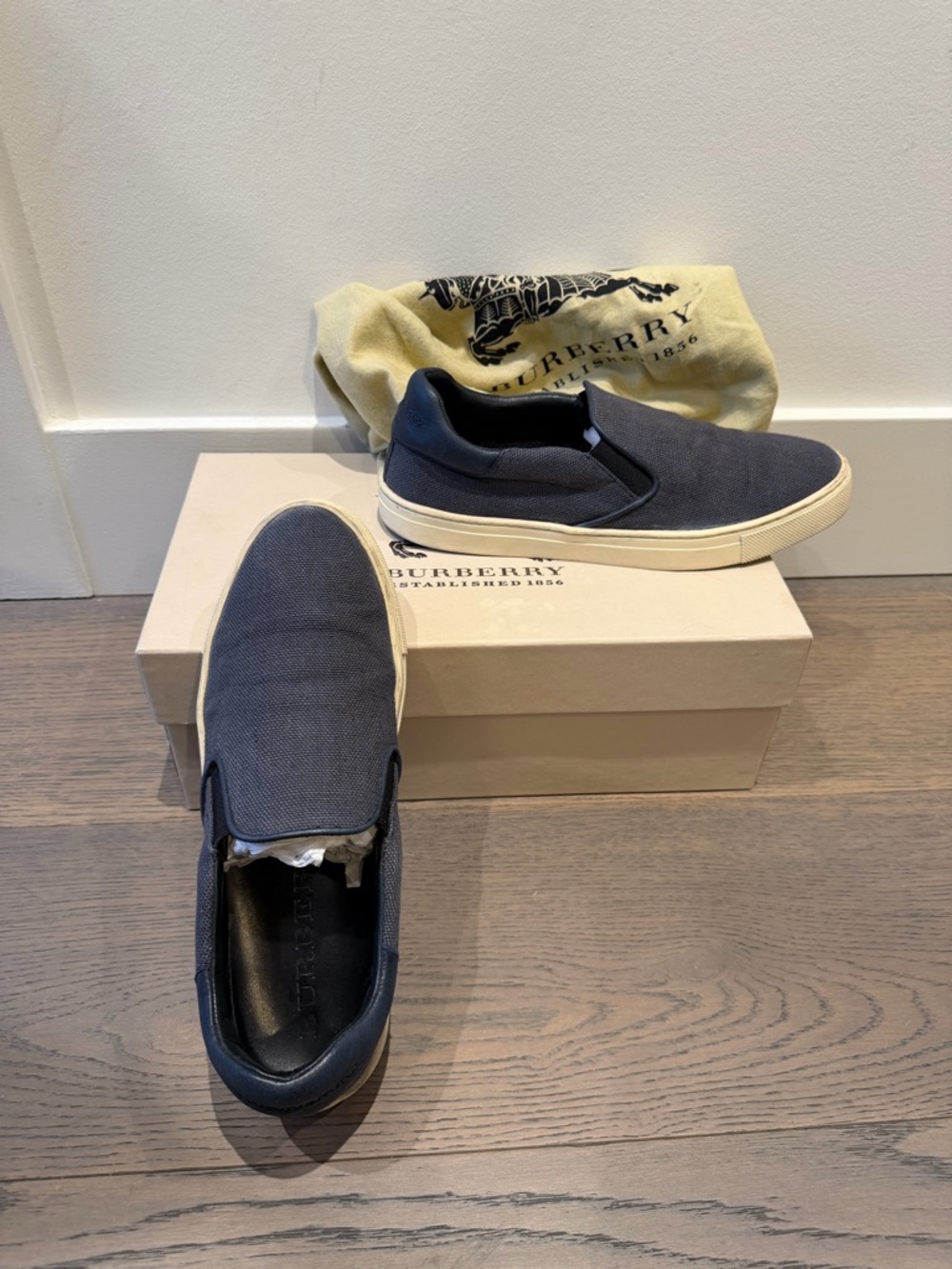 Burberry Men's Navy Slip-On Sneakers